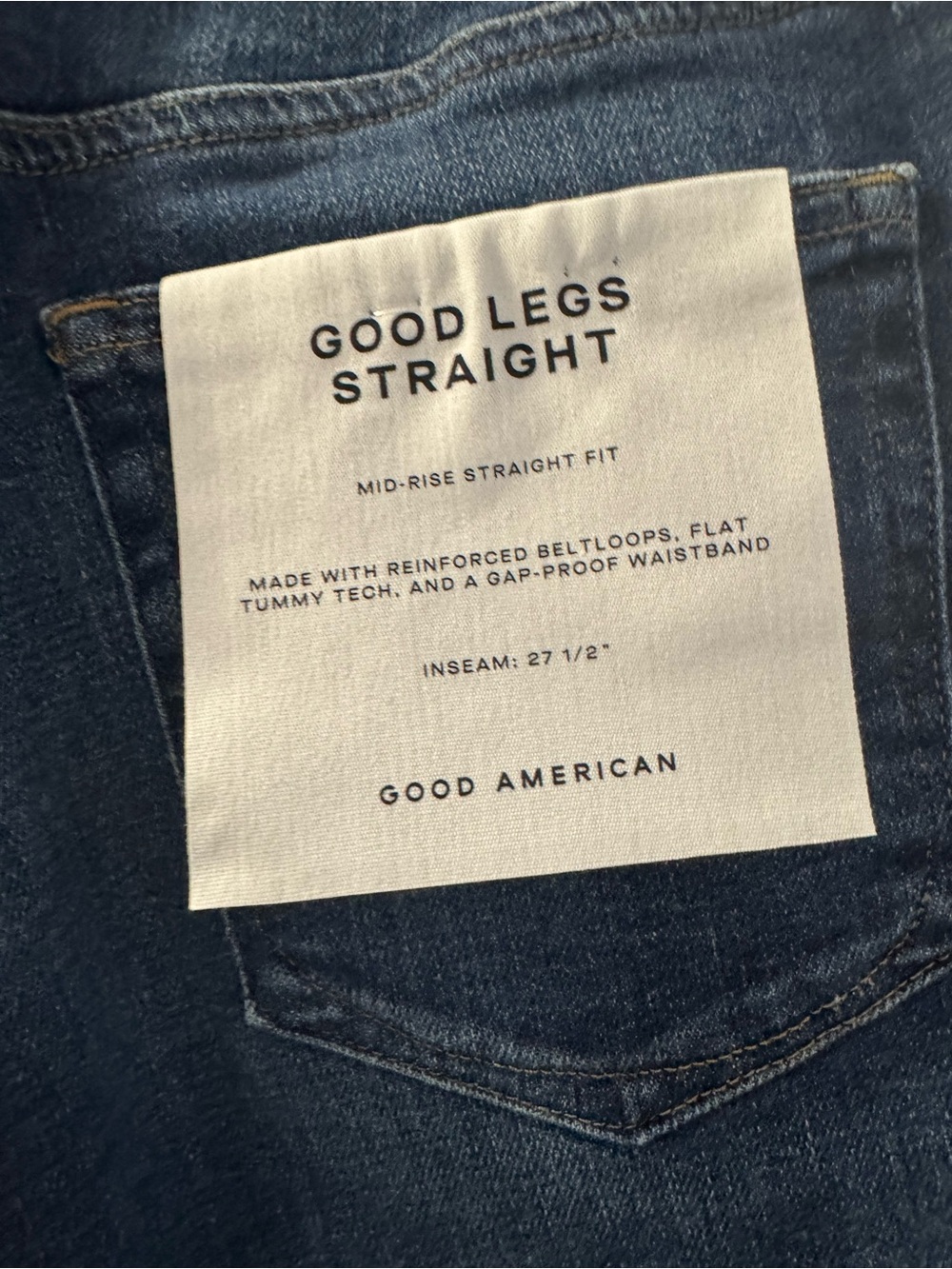 Good American Dark Blue Cuffed Straight Crop Jeans - Picture 7 of 8